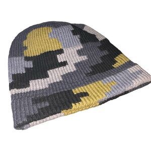 Vintage Handknit “Damoflage” Pixelated Wool Beanie